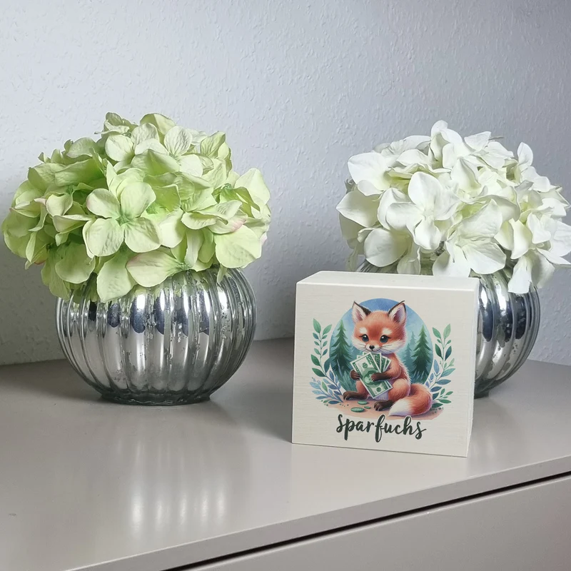 Babyfuchs Spardose mit Spruch Sparfuchs