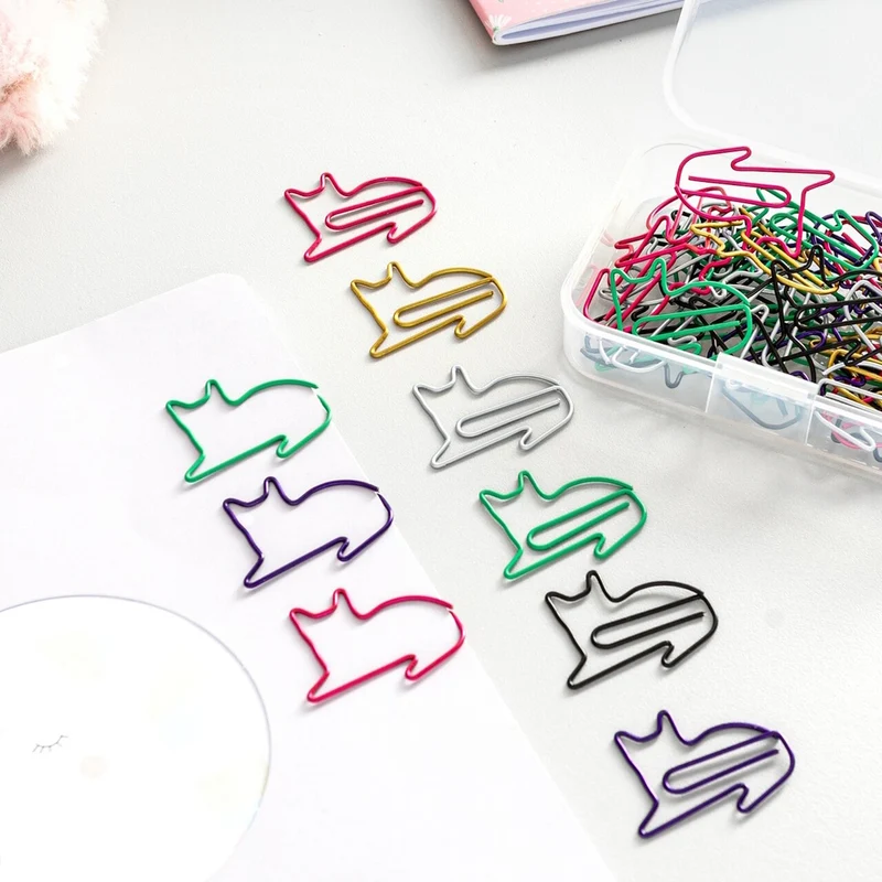 Katzen Büroklammer in bunten Farben Tier Motiv Briefklammer im 50er Set