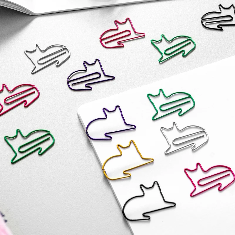 Katzen Büroklammer in bunten Farben Tier Motiv Briefklammer im 50er Set