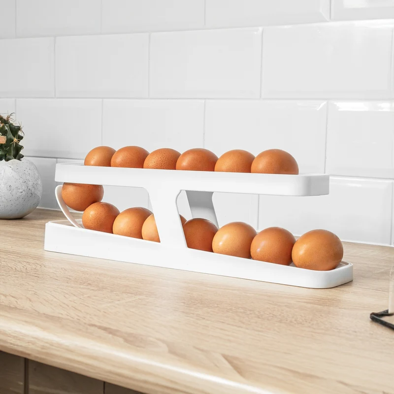 Eierhalter für Kühlschrank Organizer automatisch rollender Eierspender für 12-14 Eier