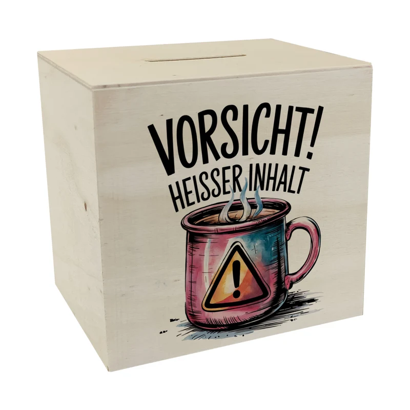 Dampfende Tasse Vorsicht Heißer Inhalt Spardose