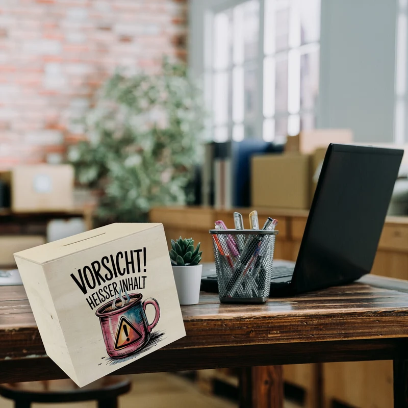 Dampfende Tasse Vorsicht Heißer Inhalt Spardose