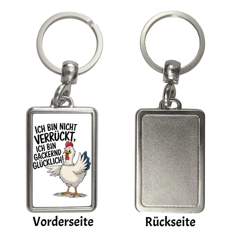 Fröhliches Huhn Gackernd Glücklich Schlüsselanhänger