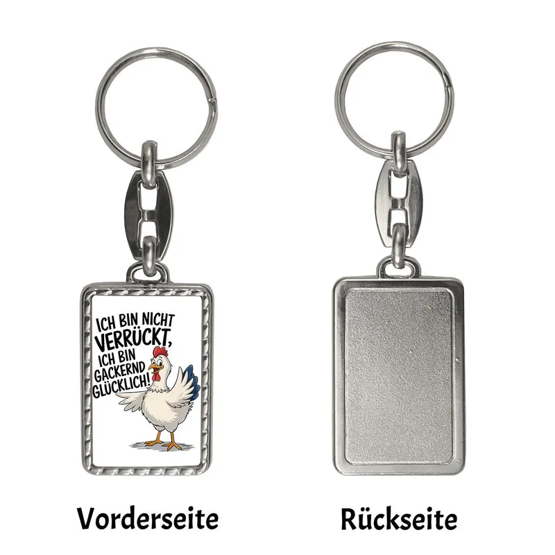 Fröhliches Huhn Gackernd Glücklich Schlüsselanhänger