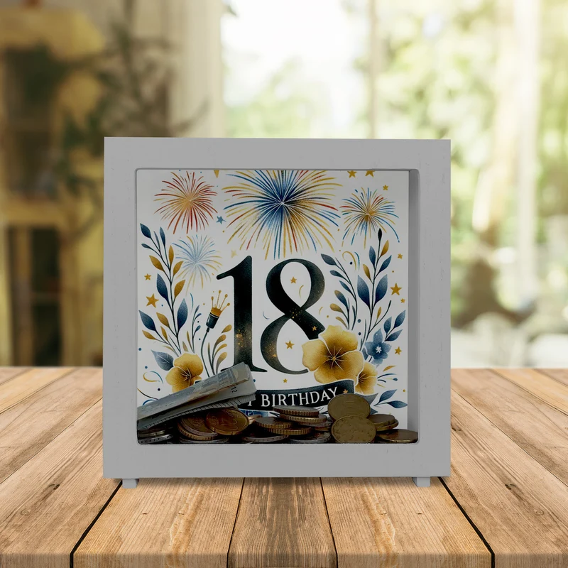 18. Geburtstag Spardose mit Spruch Happy Birthday 18