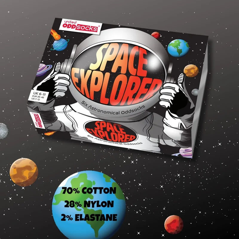 Space Explorer Weltraum Oddsocks Socken in 39-46 im 6er Set
