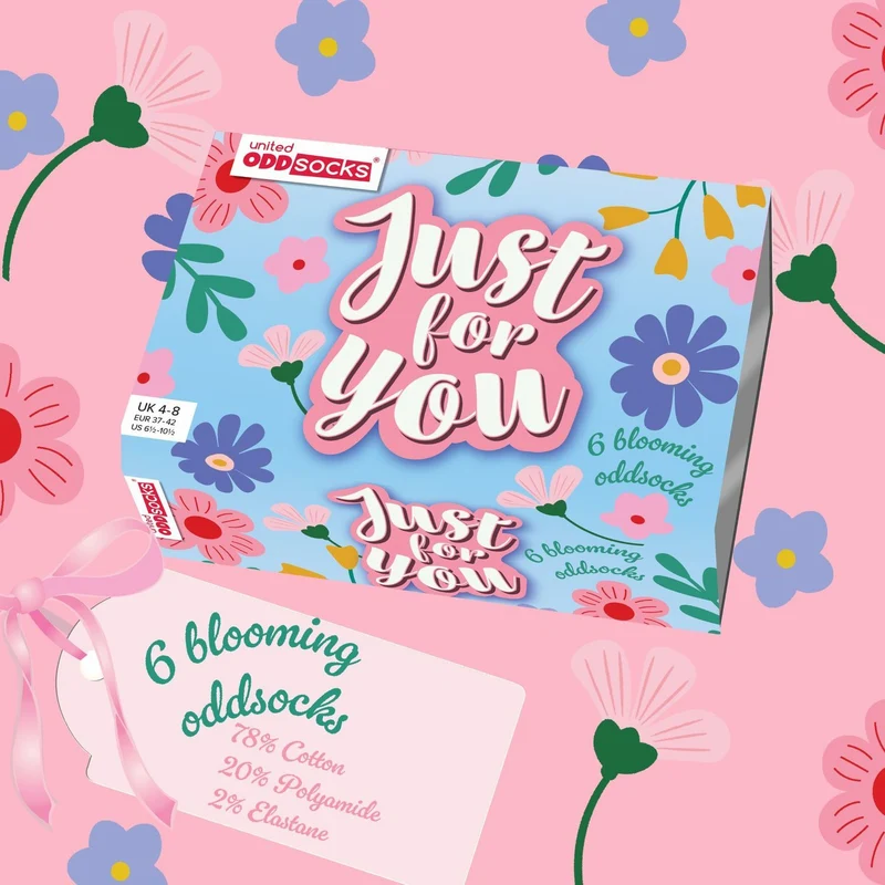 Just for you Blumen Oddsocks Socken in 37-42 im 6er Set