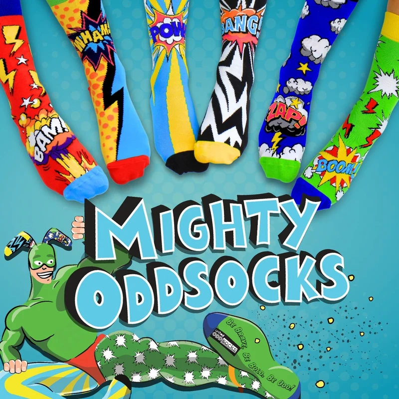 Verrückte Superhelden Comic Oddsocks Socken in 39-46 im 6er Set