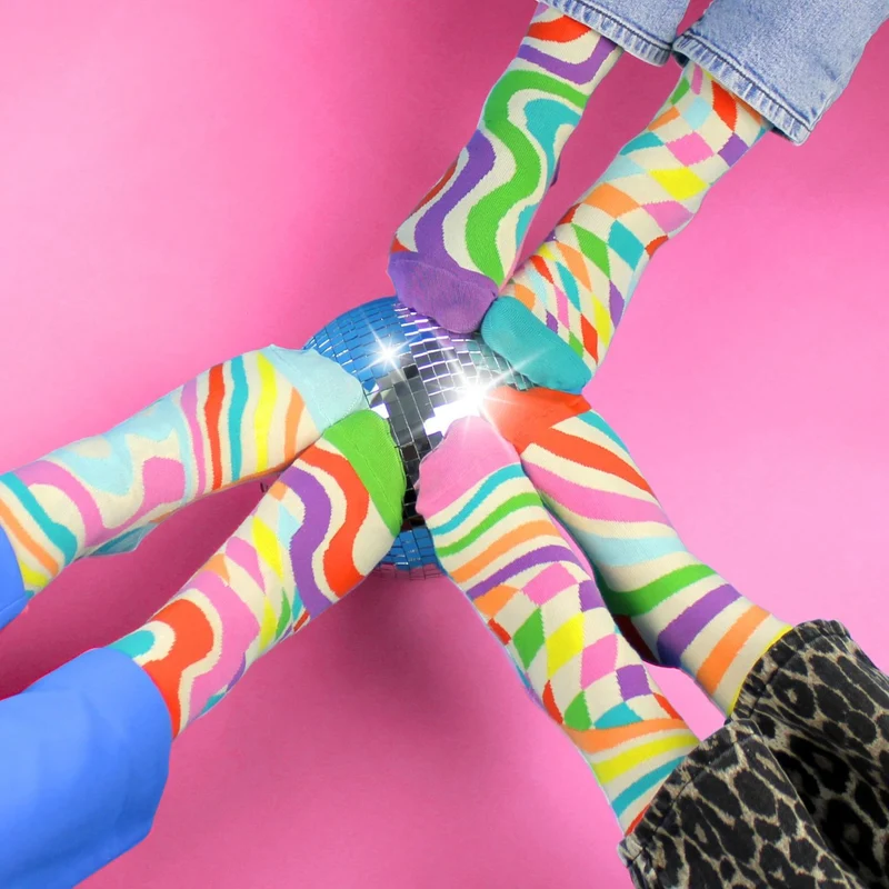 Stay Groovy Disco Oddsocks Socken in 37-42 im 6er Set