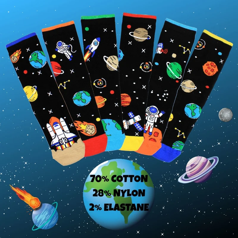 Space Explorer Weltraum Socken in 30,5-38,5 im 6er Set