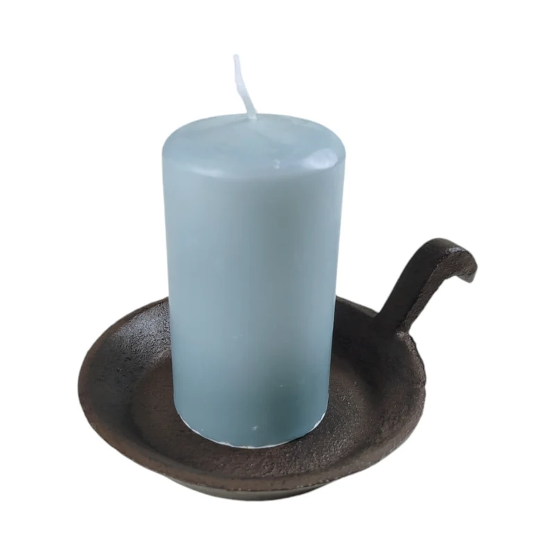 Kleine Pfanne Kerzenständer mit 8cm Standfläche - rustikale Tischdeko aus Gusseisen
