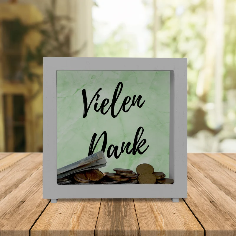 Vielen Dank Spardose er Marmoroptik