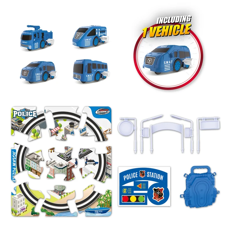 Spielzeug Rennwagen-Set mit Strecke und Zubehör in zufälliger Variante