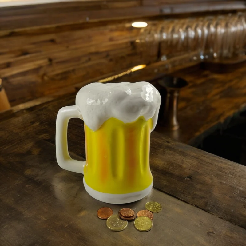 Bierkrug Spardose Bier Sparschwein aus Keramik