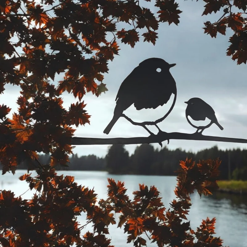 Kohlmeise Baumstecker - Vogel Gartenstecker aus Metall als Gartendekoration