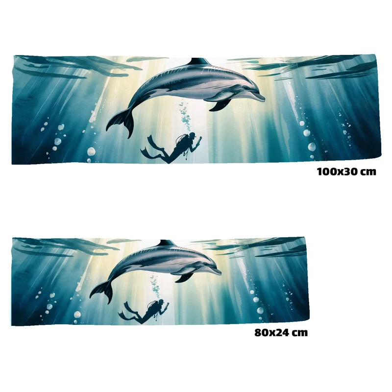 Unterwasserwelt Delfin und Taucher Eishandtuch für Taucherfans