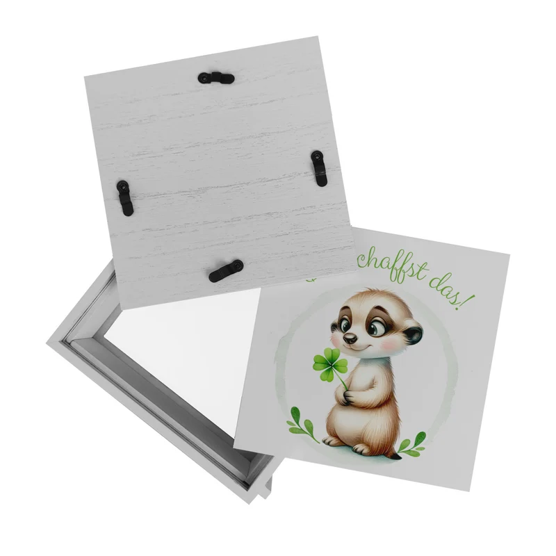 Erdmännchen mit Kleeblatt Spardose mit Spruch Du schaffst das
