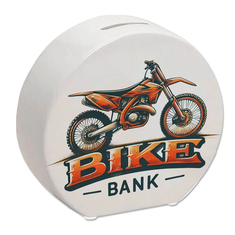 Motocross-Motorrad Spardose mit Spruch Bike Bank
