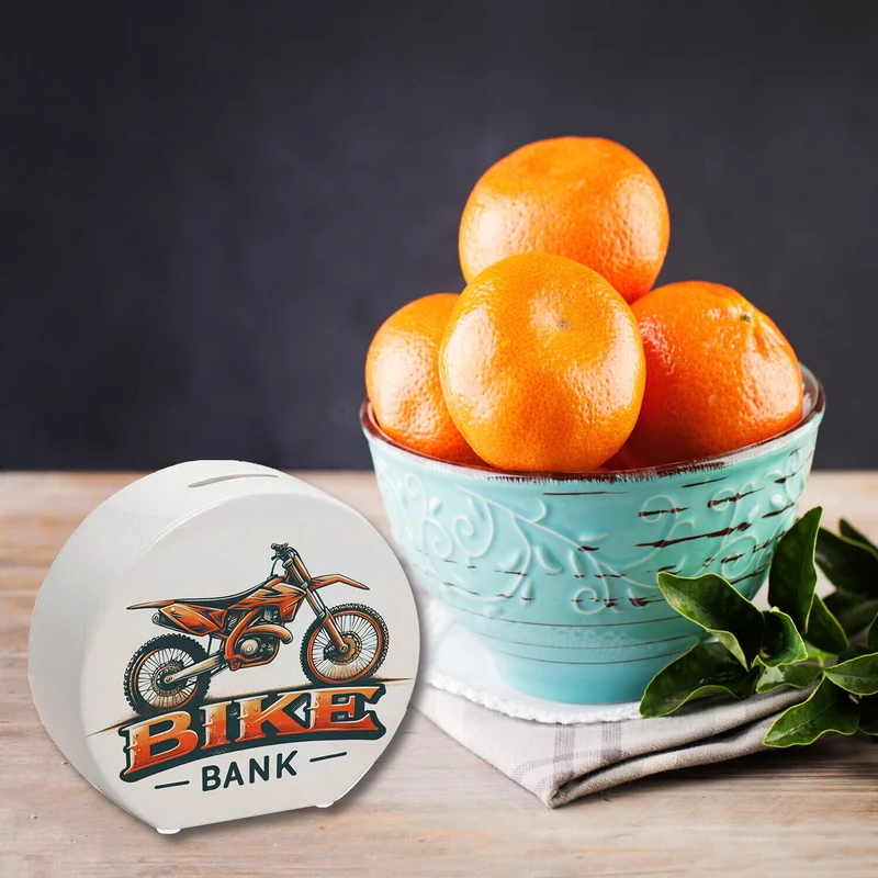 Motocross-Motorrad Spardose mit Spruch Bike Bank