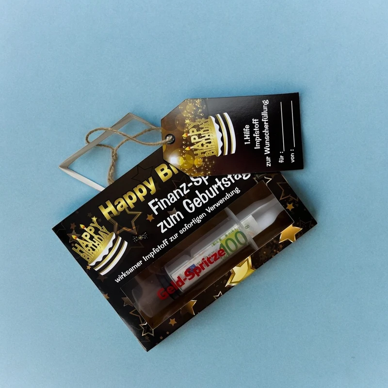 Finanzspritze Geldgeschenk Geld-Spritze mit Geschenkverpackung