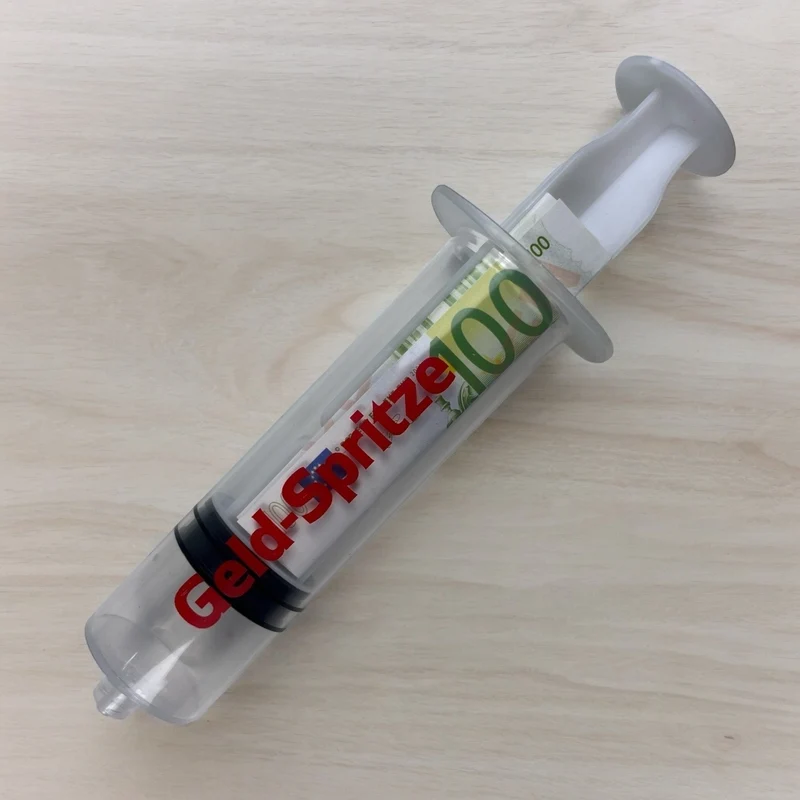 Finanzspritze Geldgeschenk Geld-Spritze mit Geschenkverpackung