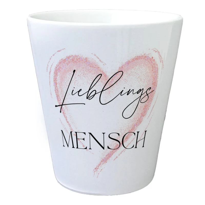 Herz in gold Blumentopf mit Spruch Lieblingsmensch