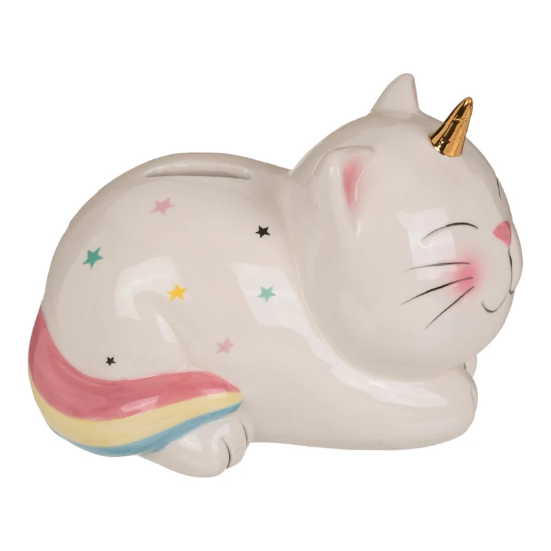 Einhorn-Katze Spardose Einhorn Geschenk für Mädchen Sparschwein aus Keramik