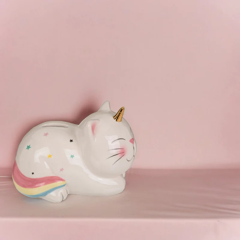 Einhorn-Katze Spardose Einhorn Geschenk für Mädchen Sparschwein aus Keramik