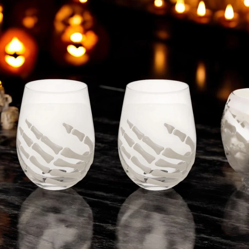 Skelett-Hand Trinkglas im 2er Set Halloween Deko