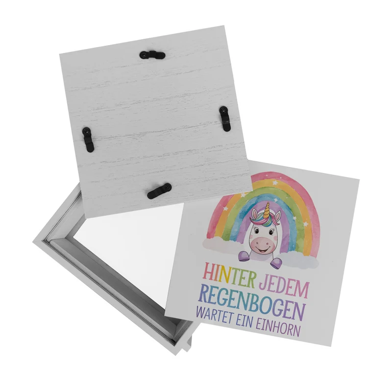 Lächelndes Einhorn Spardose Hinter jedem Regenbogen
