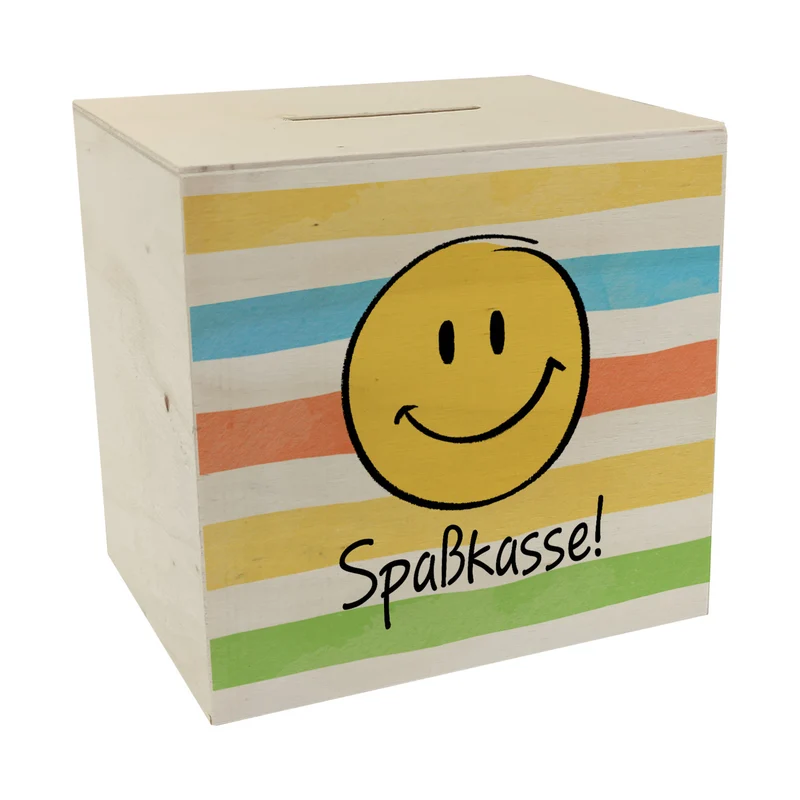 Emoticon Spardose mit Spruch Spaßkasse