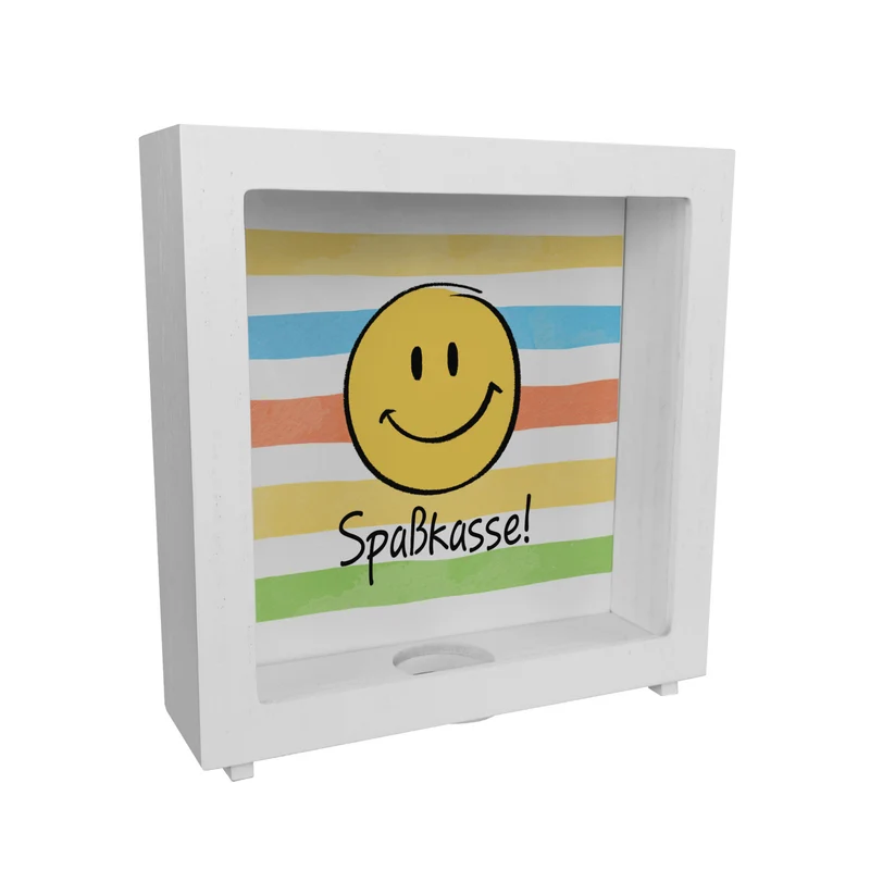 Emoticon Spardose mit Spruch Spaßkasse