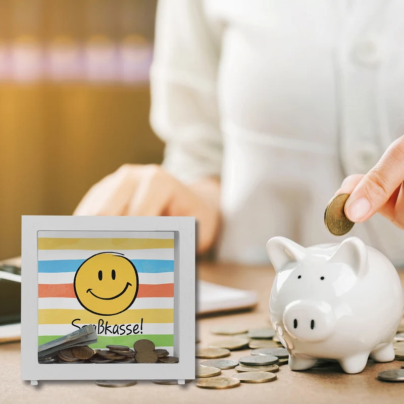 Emoticon Spardose mit Spruch Spaßkasse