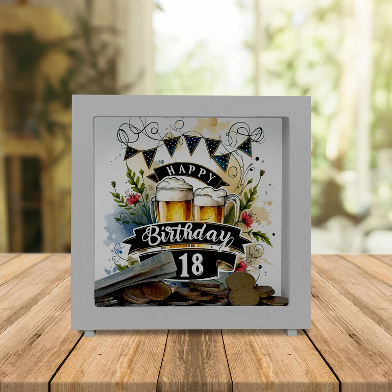 Happy Birthday 18 Bierkrug Spardose