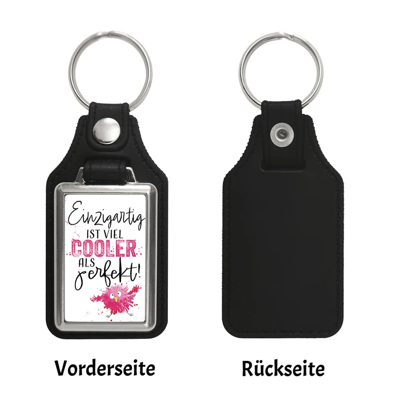 Spatz Schlüsselanhänger mit Spruch Einzigartig ist viel cooler als perfekt