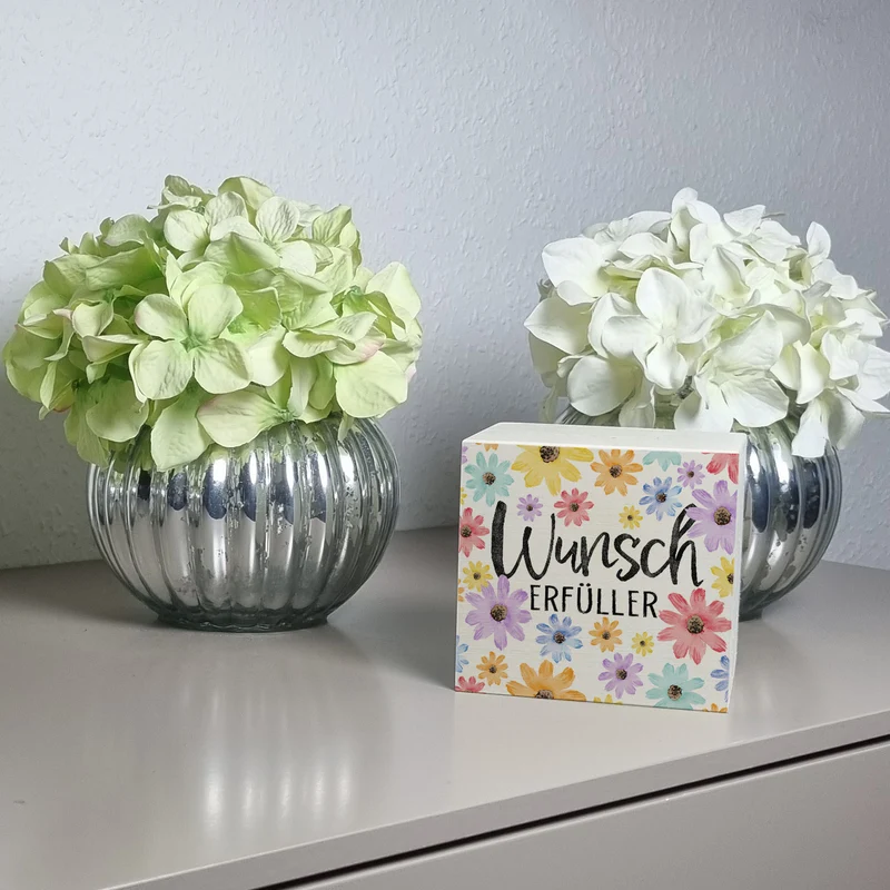 Blumen Spardose mit Spruch Wunscherfüller