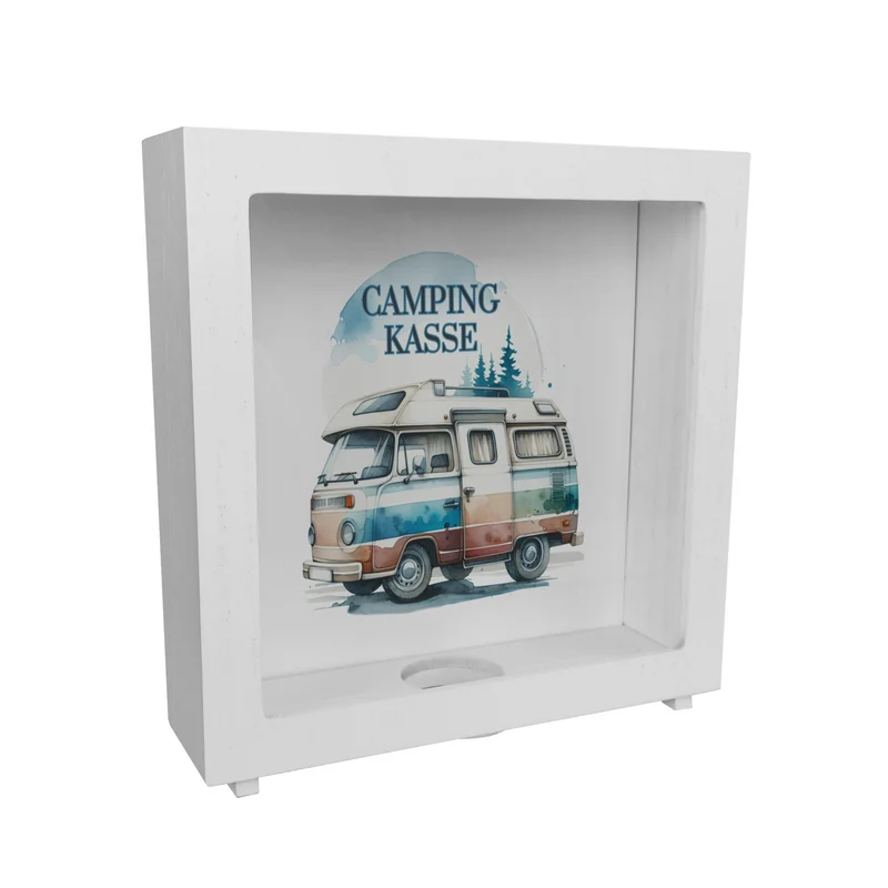 Campingwagen Spardose mit Spruch Campingkasse