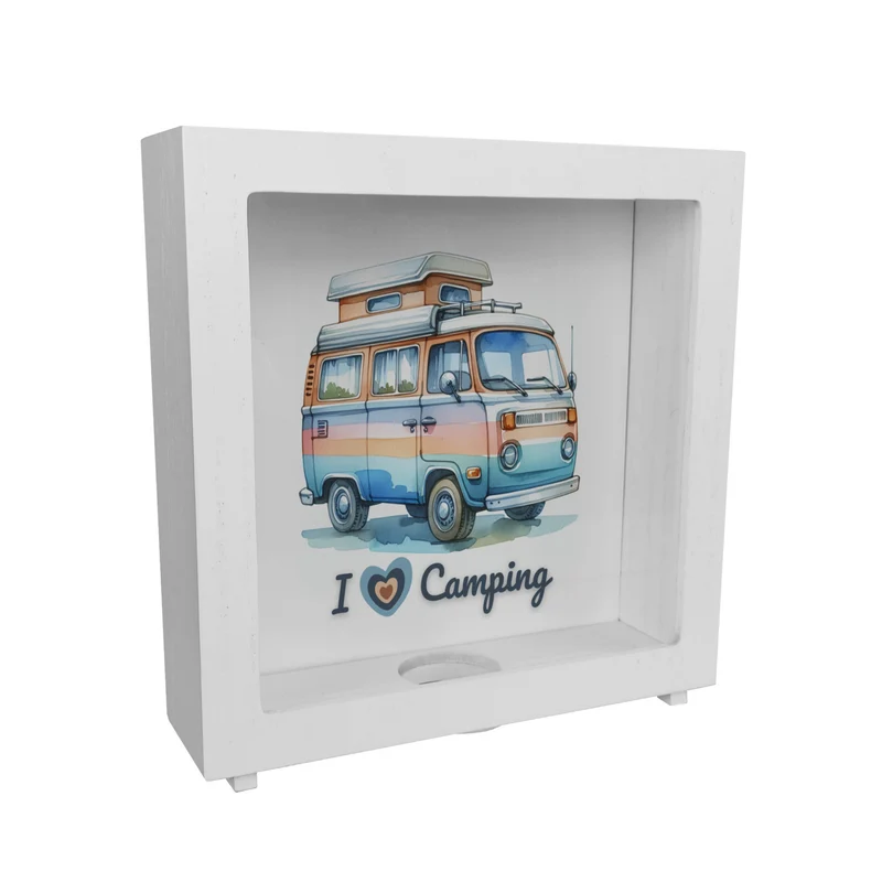 Campervan Spardose mit Spruch I love Camping