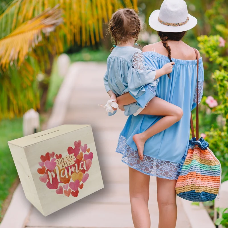 Herzen Spardose mit Spruch Für die beste Mama