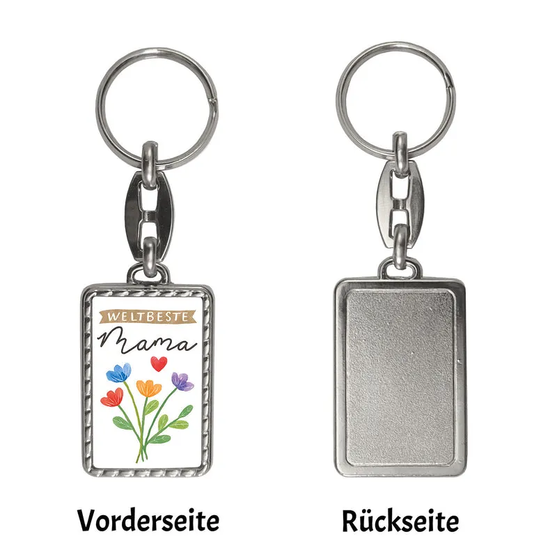 Blumenstrauß Schlüsselanhänger mit Spruch Weltbeste Mama