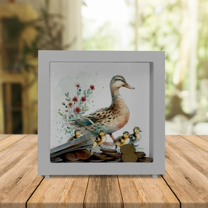Ente mit Küken Spardose