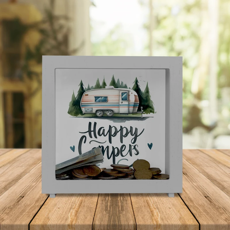 Happy Campers Wohnwagen Spardose