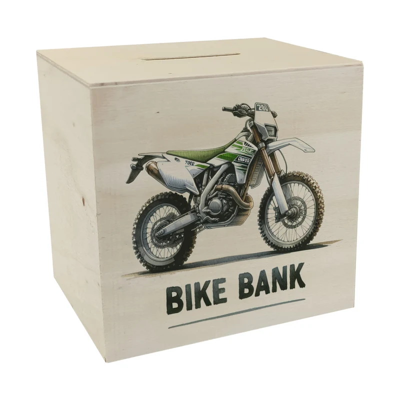 Enduro Motorrad Spardose mit Spruch Bike Bank