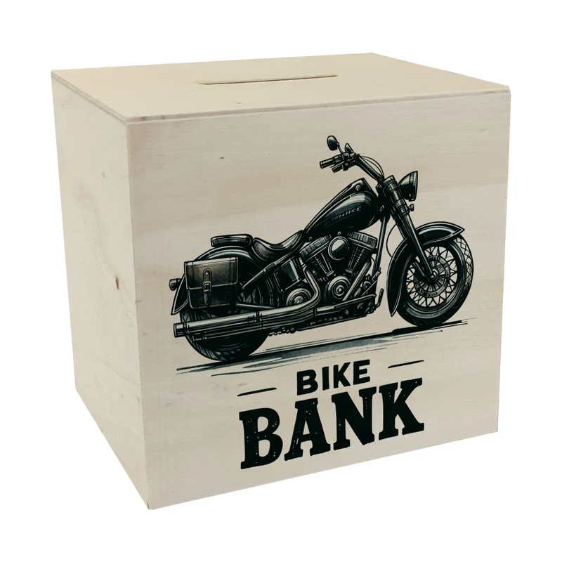 Cruiser Motorrad Spardose mit Spruch Bike Bank