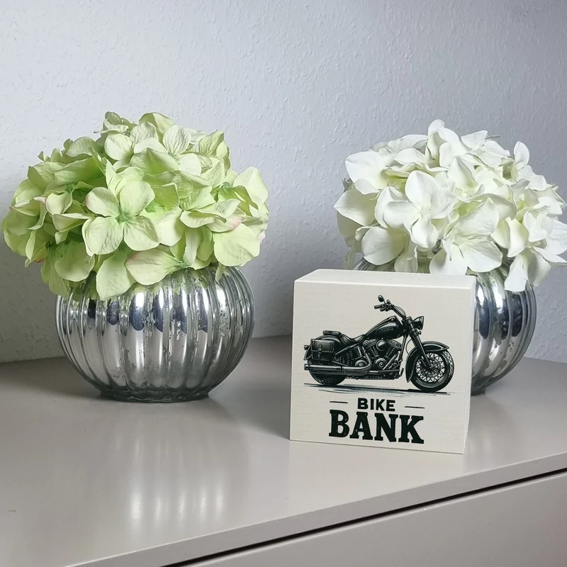 Cruiser Motorrad Spardose mit Spruch Bike Bank