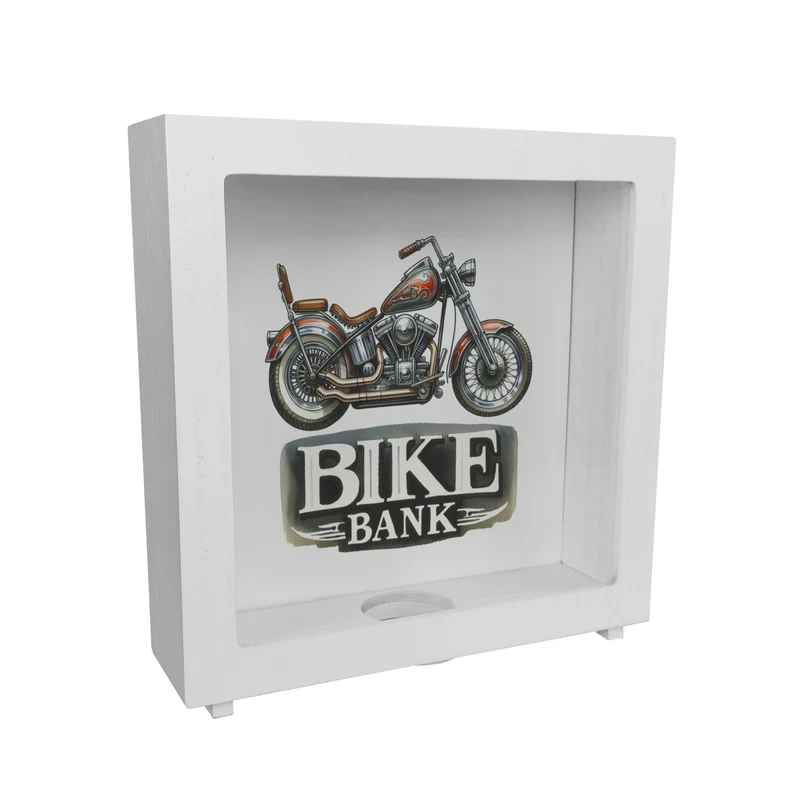 Retro Chopper Motorrad Spardose mit Spruch Bike Bank