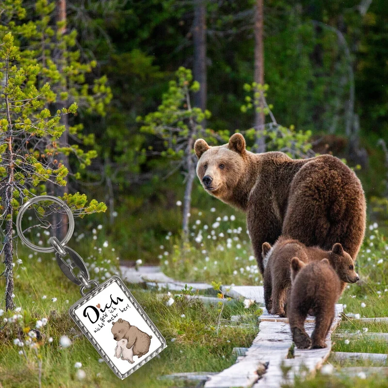 Hase und Bär Schlüsselanhänger mit Spruch Dich geb‘ ich nicht mehr her