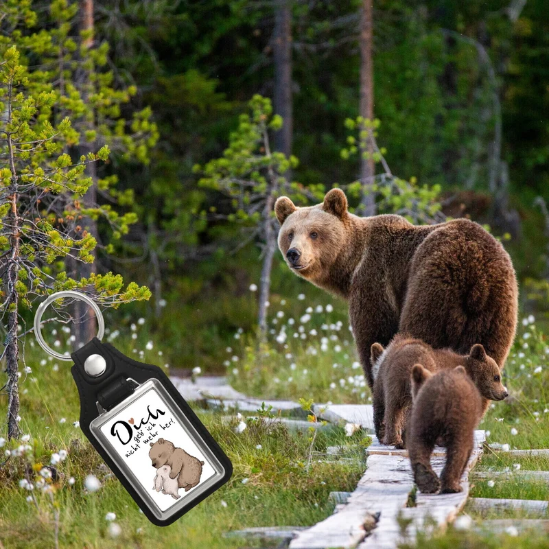 Hase und Bär Schlüsselanhänger mit Spruch Dich geb‘ ich nicht mehr her