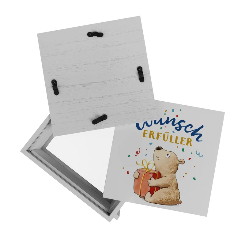 Bär mit Geschenk Spardose mit Spruch Wunscherfüller
