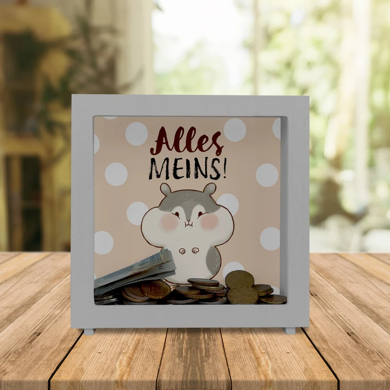 Hamster Spardose mit Spruch Alles meins